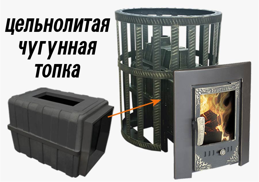 Банная чугунная печь Березка "Воевода" 20 Каминная дверца Сетка
