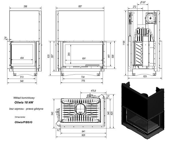 Каминная топка Kratki Oliwia/P/BS/G — изображение 2