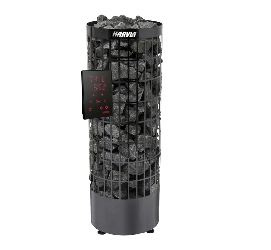 Электрическая печь HARVIA Cilindro PC90XE, черная, с выносным пультом в комплекте