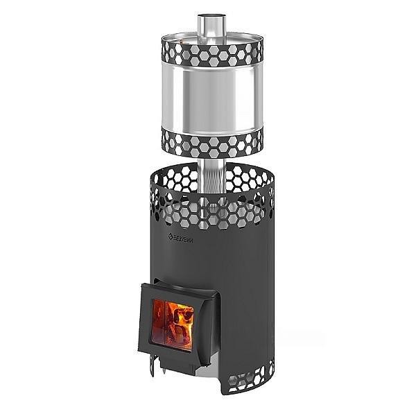 Печь для бани Везувий Чёрная Пчёлка 20 С НЕРЖ. с баком Б/В — изображение 2