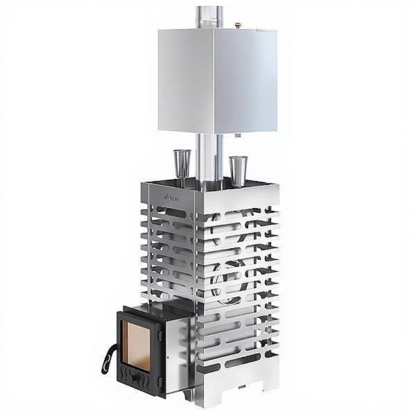 Печь для бани ASTON 20 INOX стекло с баком на трубе 50л Ø115 (AISI 439)